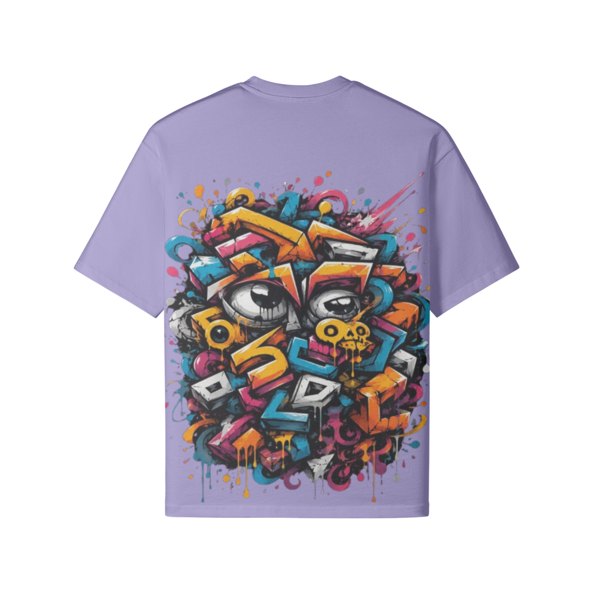 T-shirt violet avec design graphique coloré sur le dos, Street Vision Oversized T-Shirt de FWR Streetwear.