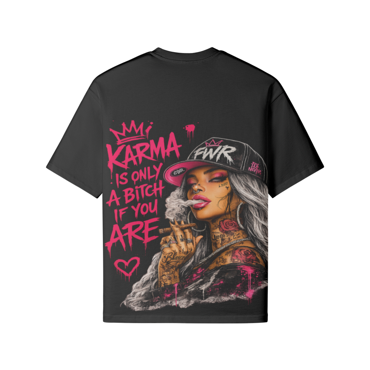 Karma t-shirt oversize streetwear FWR design graphique vue arrière